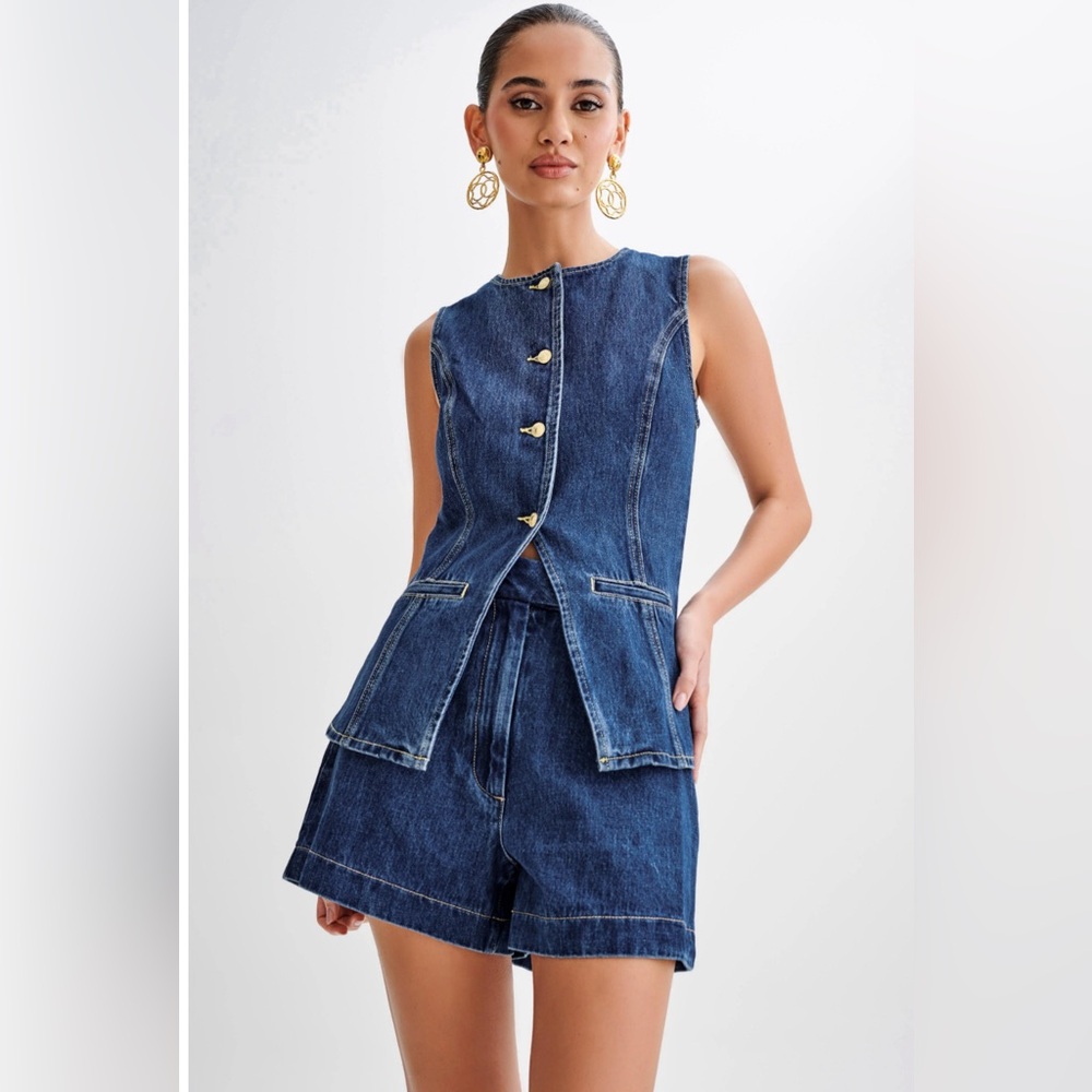 Meshki Blue Denim Sleeveless Top